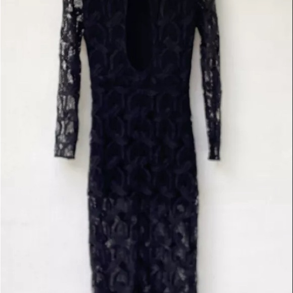 MAJE Rosane Guipure-Lace & Crepe Dress Open Back Black - Picture 3 of 7